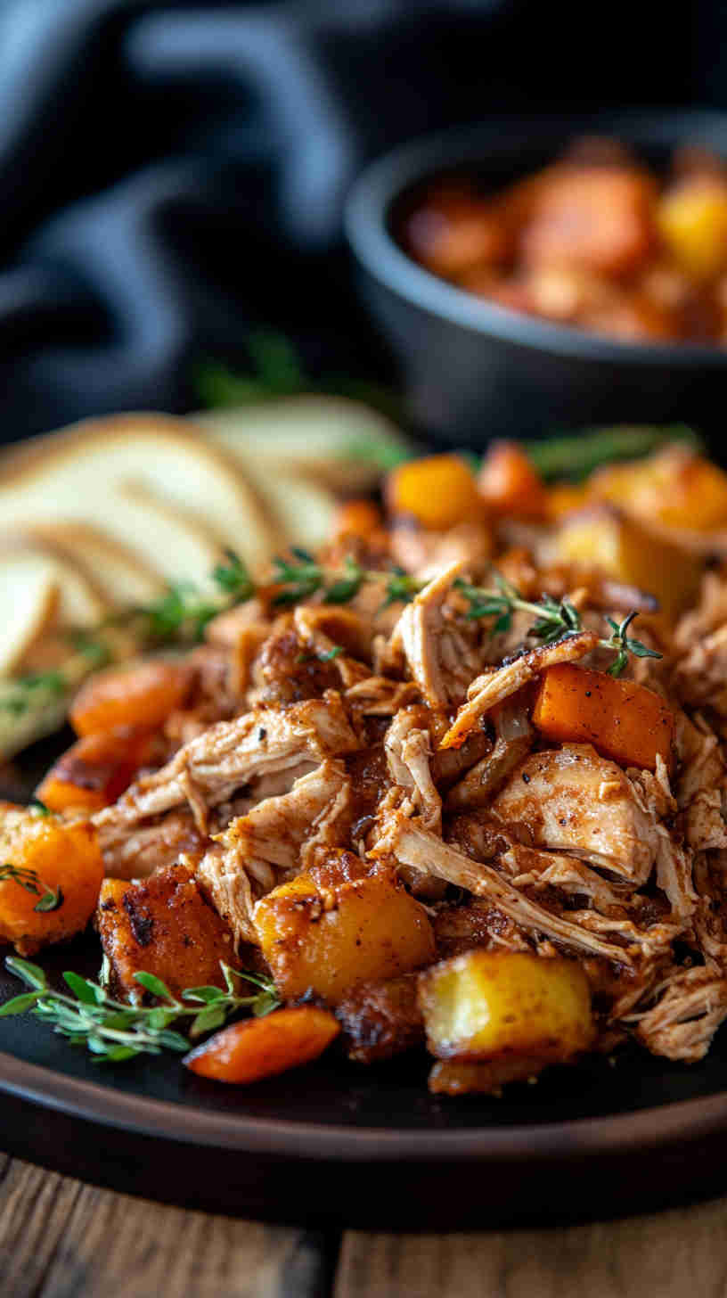BBQ Pulled Chicken with Roasted Veggies