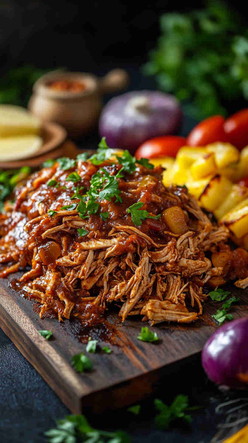 BBQ Pulled Chicken with Roasted Veggies