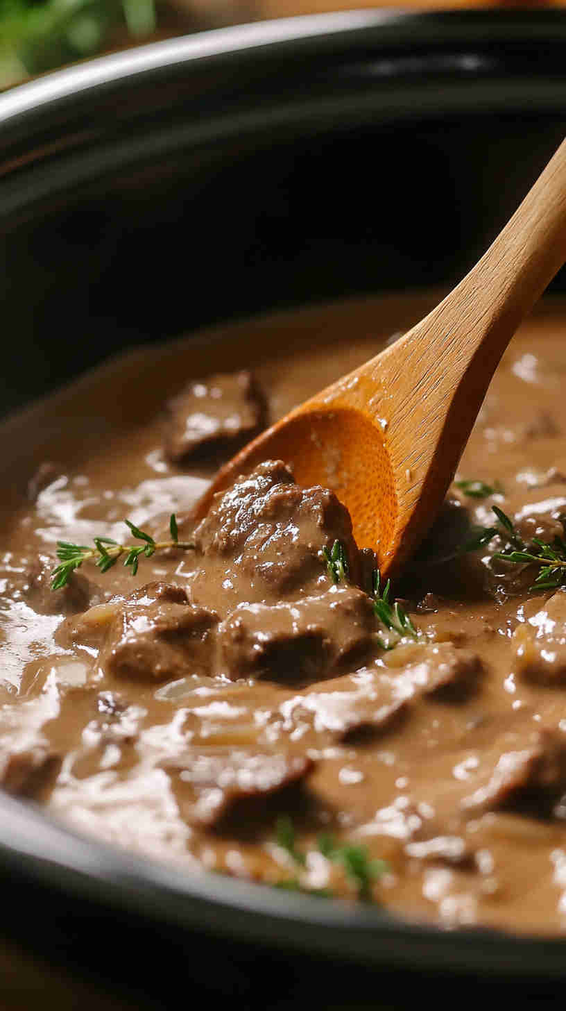 Comforting Crock Pot Beef Stroganoff Recipe