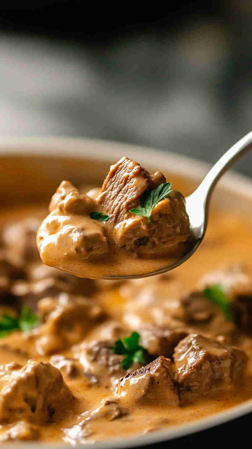 Creamy Crock Pot Beef Stroganoff