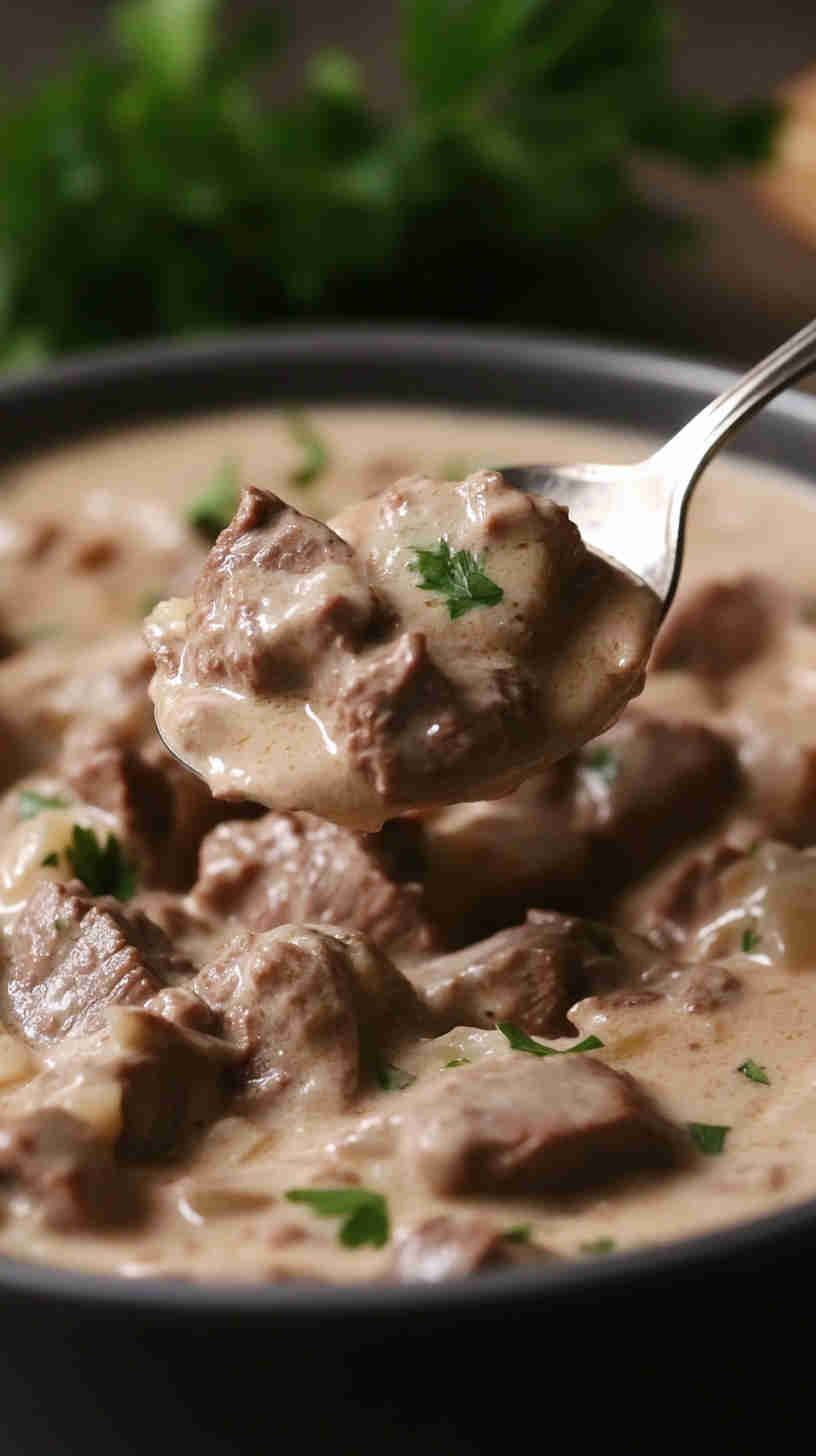 Creamy Crock Pot Beef Stroganoff