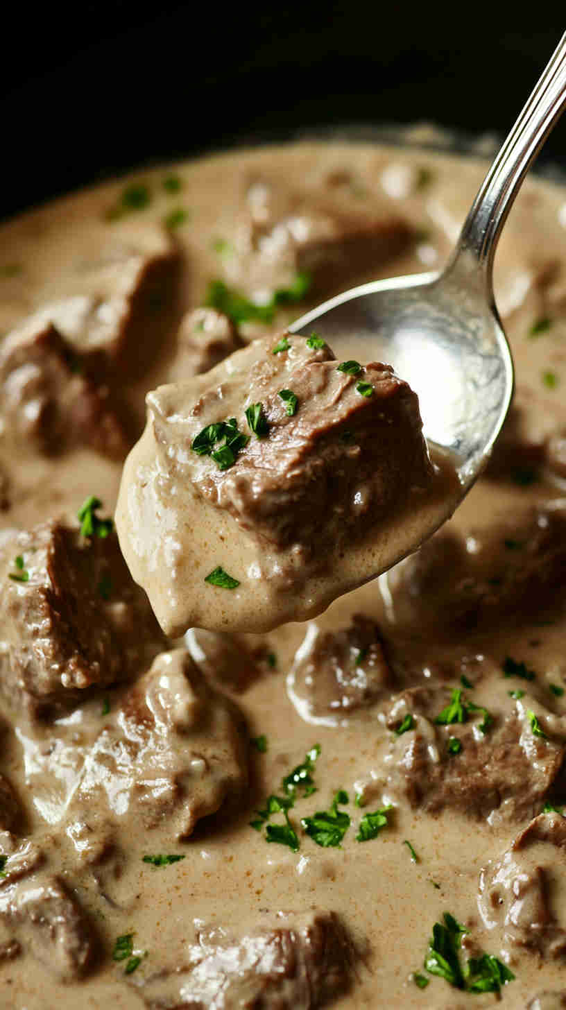 Creamy Crock Pot Beef Stroganoff