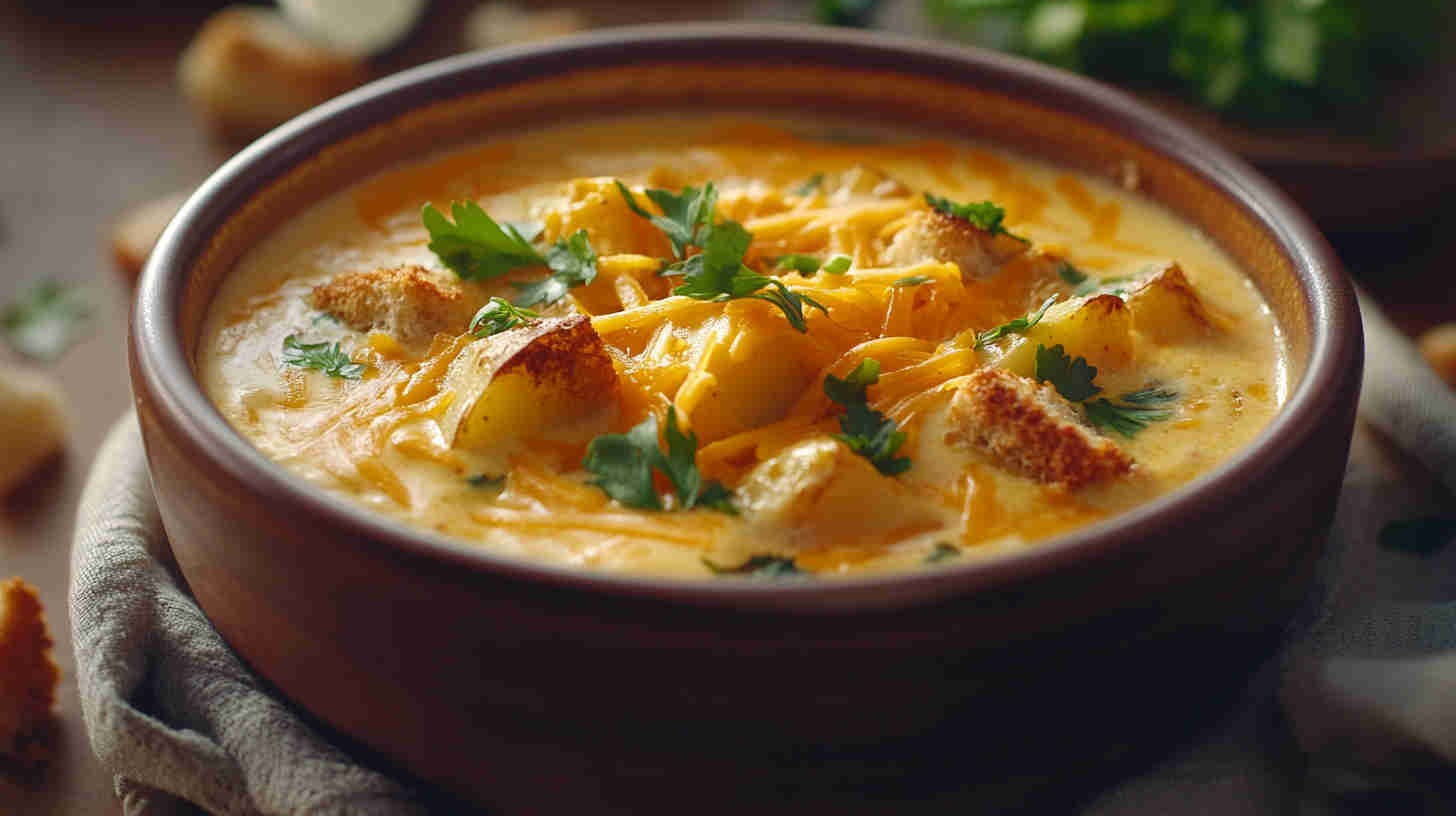 Creamy Crockpot Potato Soup with Cheddar
