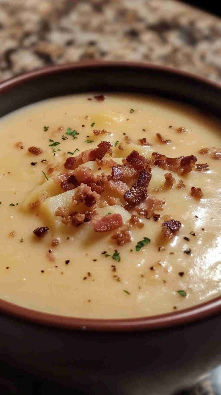 Creamy Crockpot Potato Soup with Cheddar