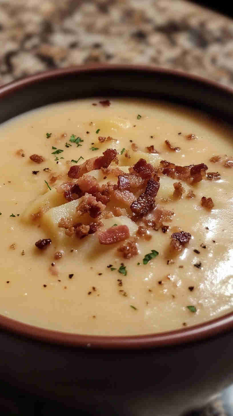 Creamy Crockpot Potato Soup with Cheddar