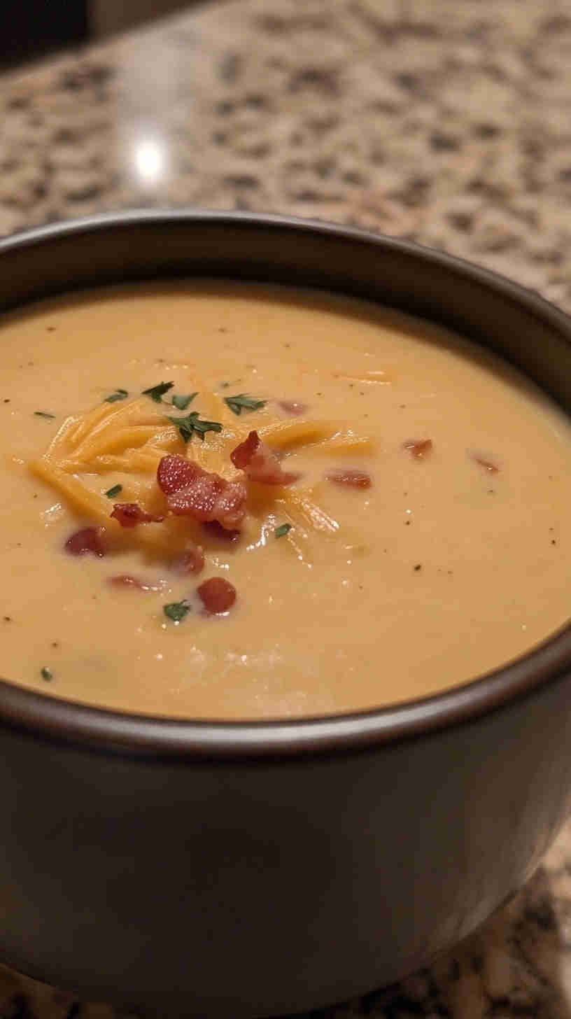 Creamy Crockpot Potato Soup with Cheddar
