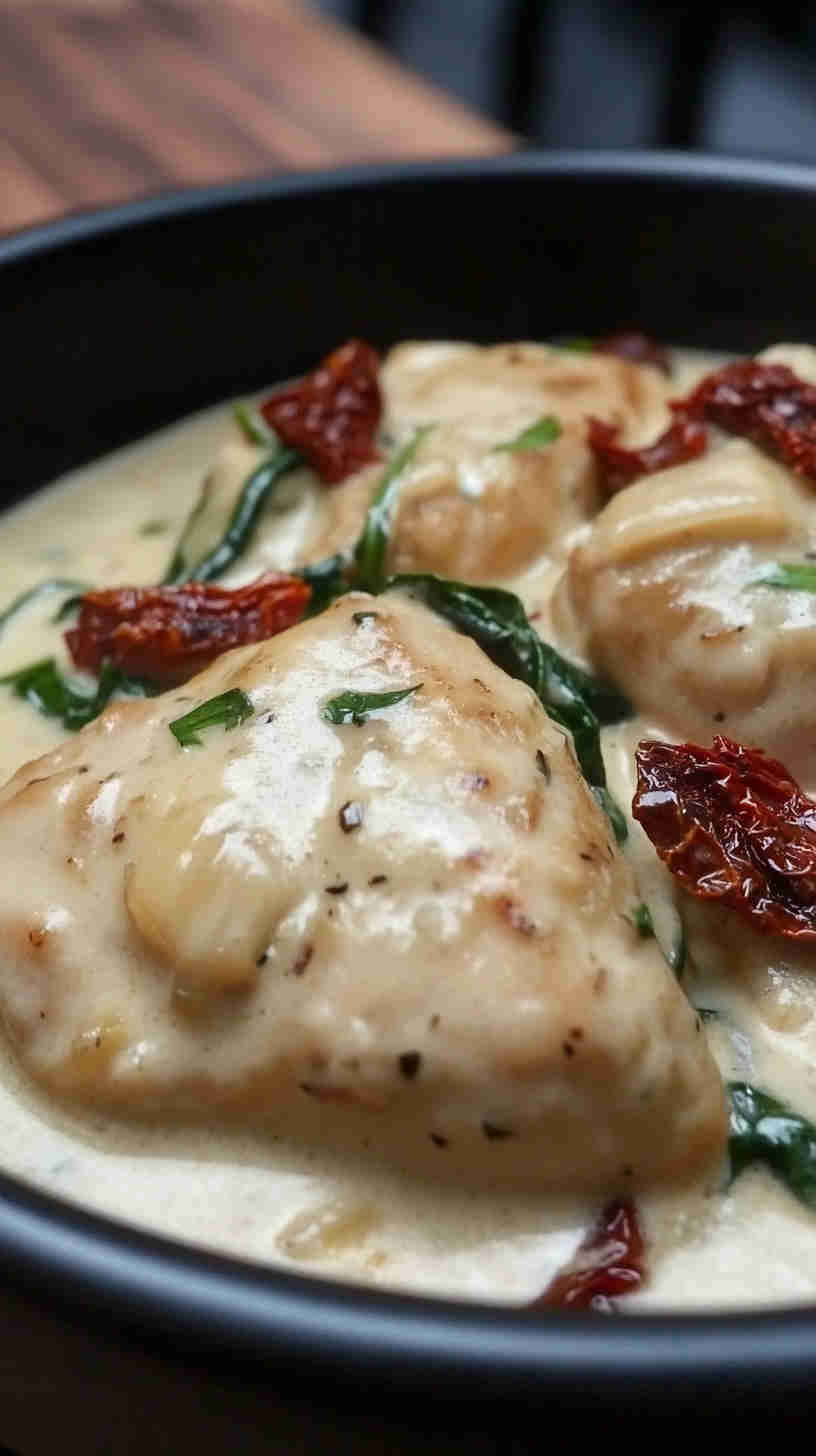 Creamy Slow Cooker Tuscan Chicken