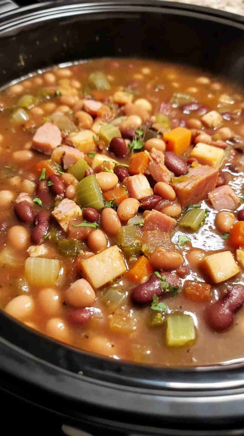 Crock Pot 15 Bean Soup with Ham and Veggies