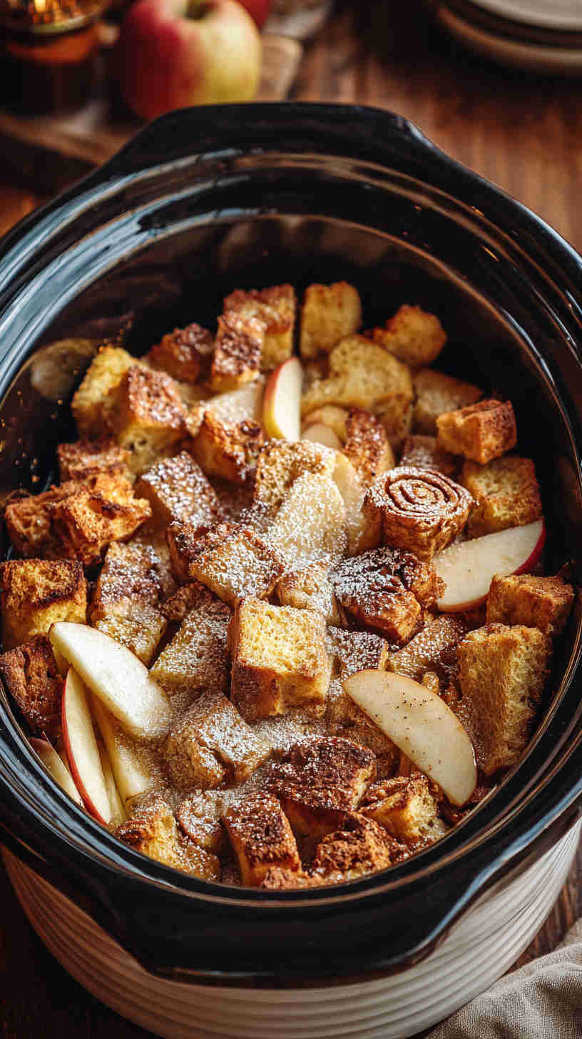 Crockpot Apple Cinnamon French Toast Casserole