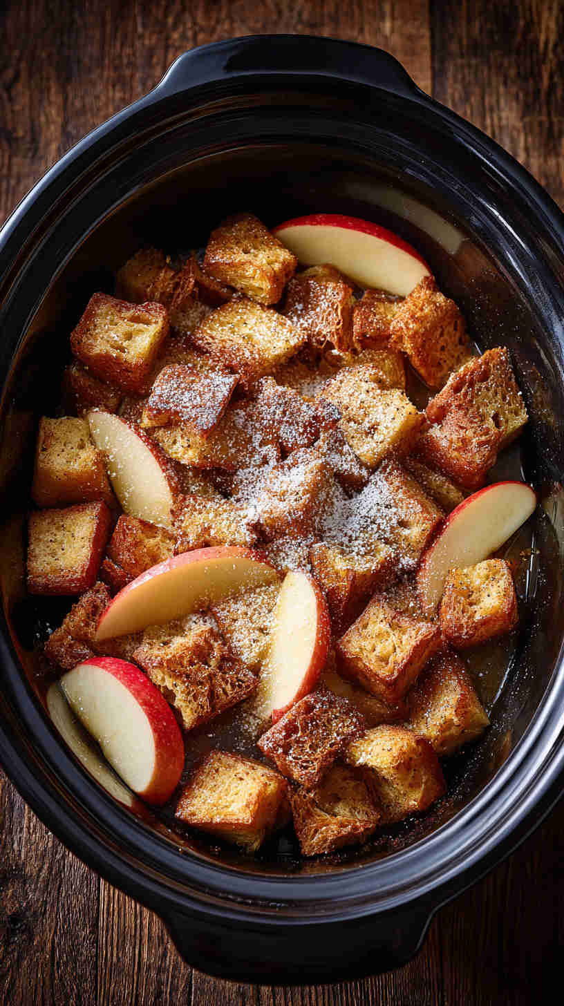 Crockpot Apple Cinnamon French Toast Casserole