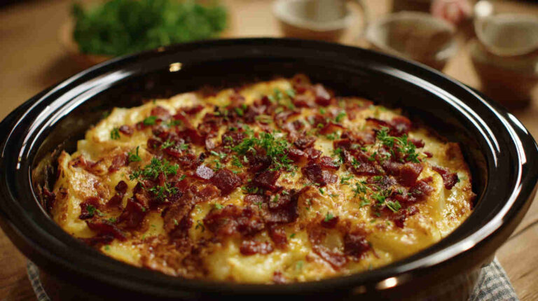 Crockpot Bacon and Potato Breakfast Casserole