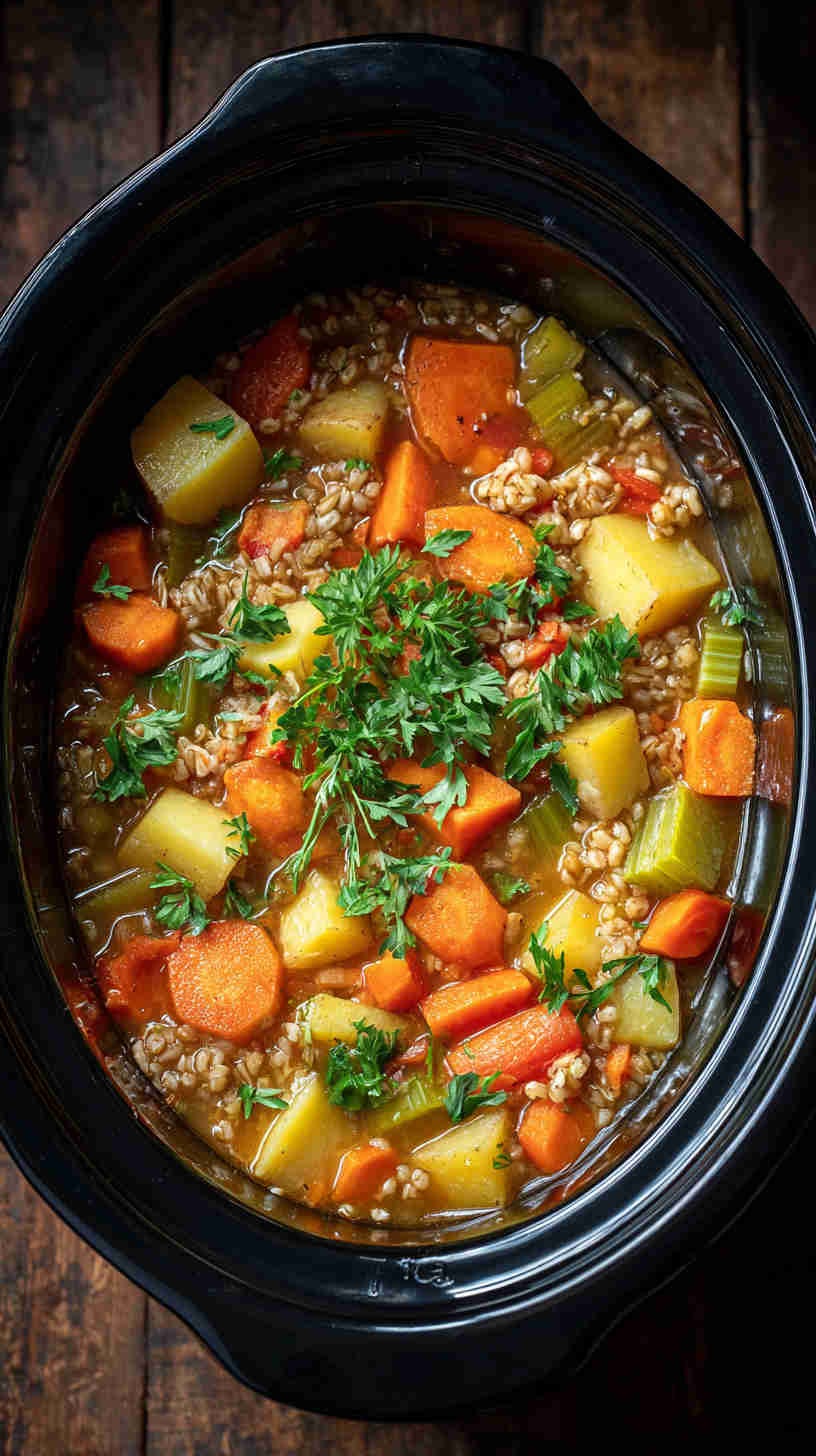 Crockpot Barley and Vegetable Soup