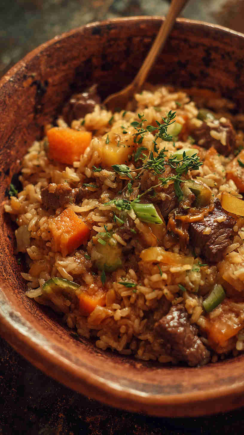 Crockpot Beef and Brown Rice Casserole
