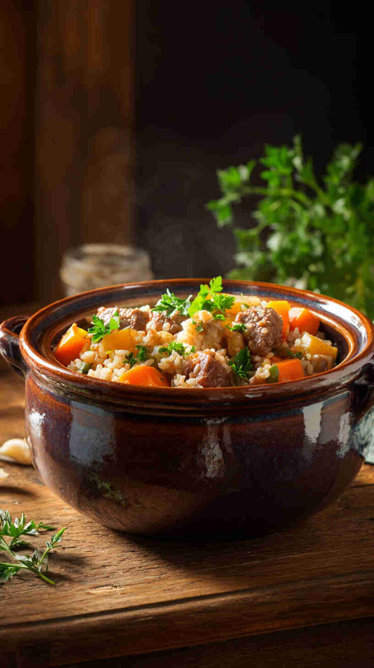 Crockpot Beef and Brown Rice Casserole