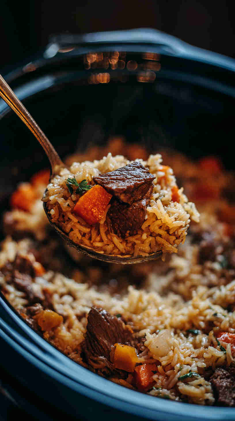 Crockpot Beef and Brown Rice Casserole