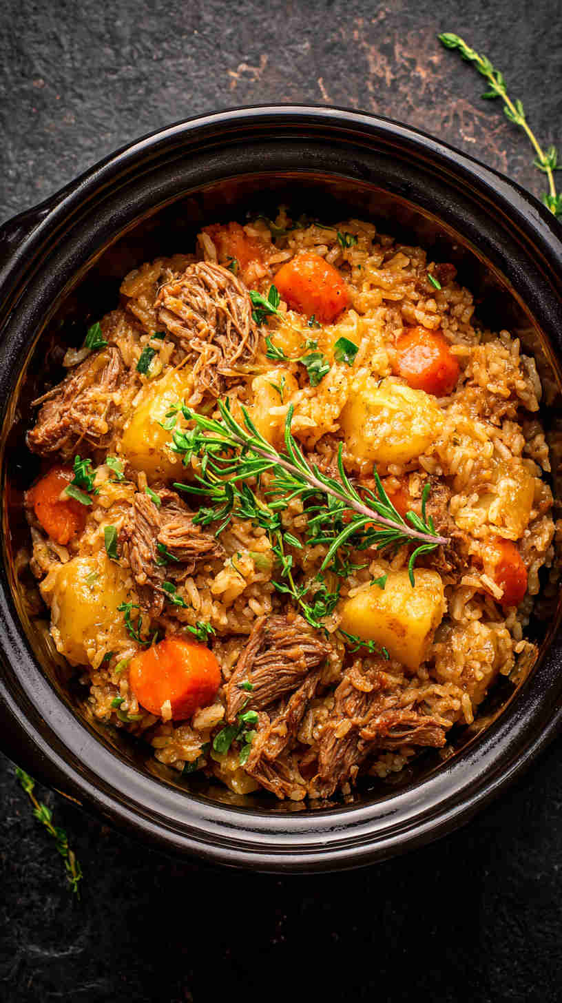 Crockpot Beef and Brown Rice Casserole