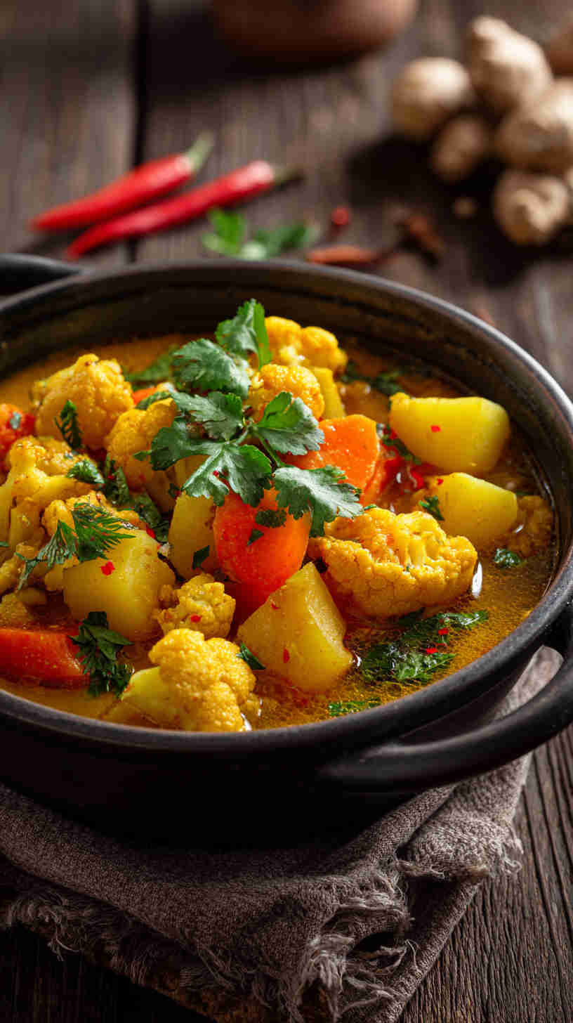 Crockpot Cauliflower Potato Curry Stew