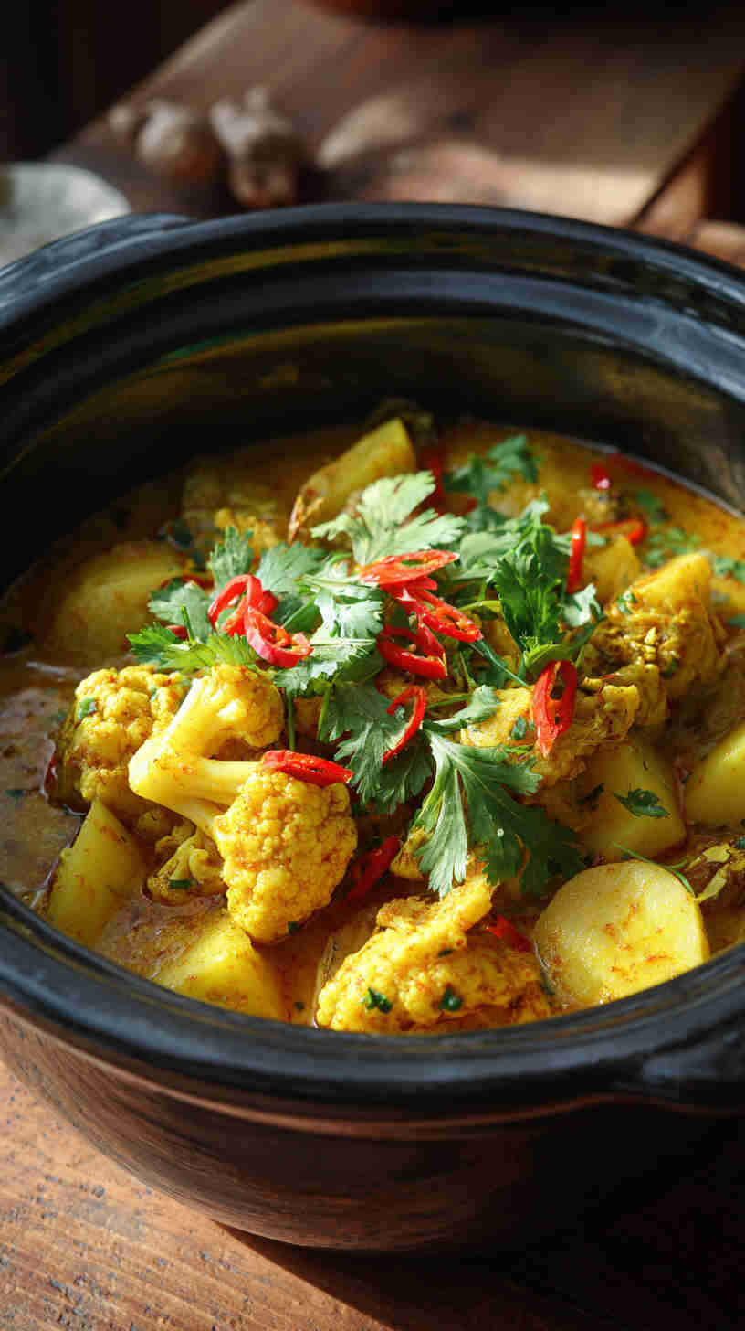 Crockpot Cauliflower Potato Curry Stew