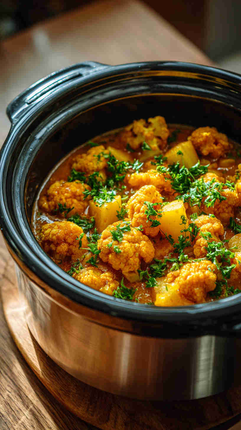 Crockpot Cauliflower Potato Curry Stew