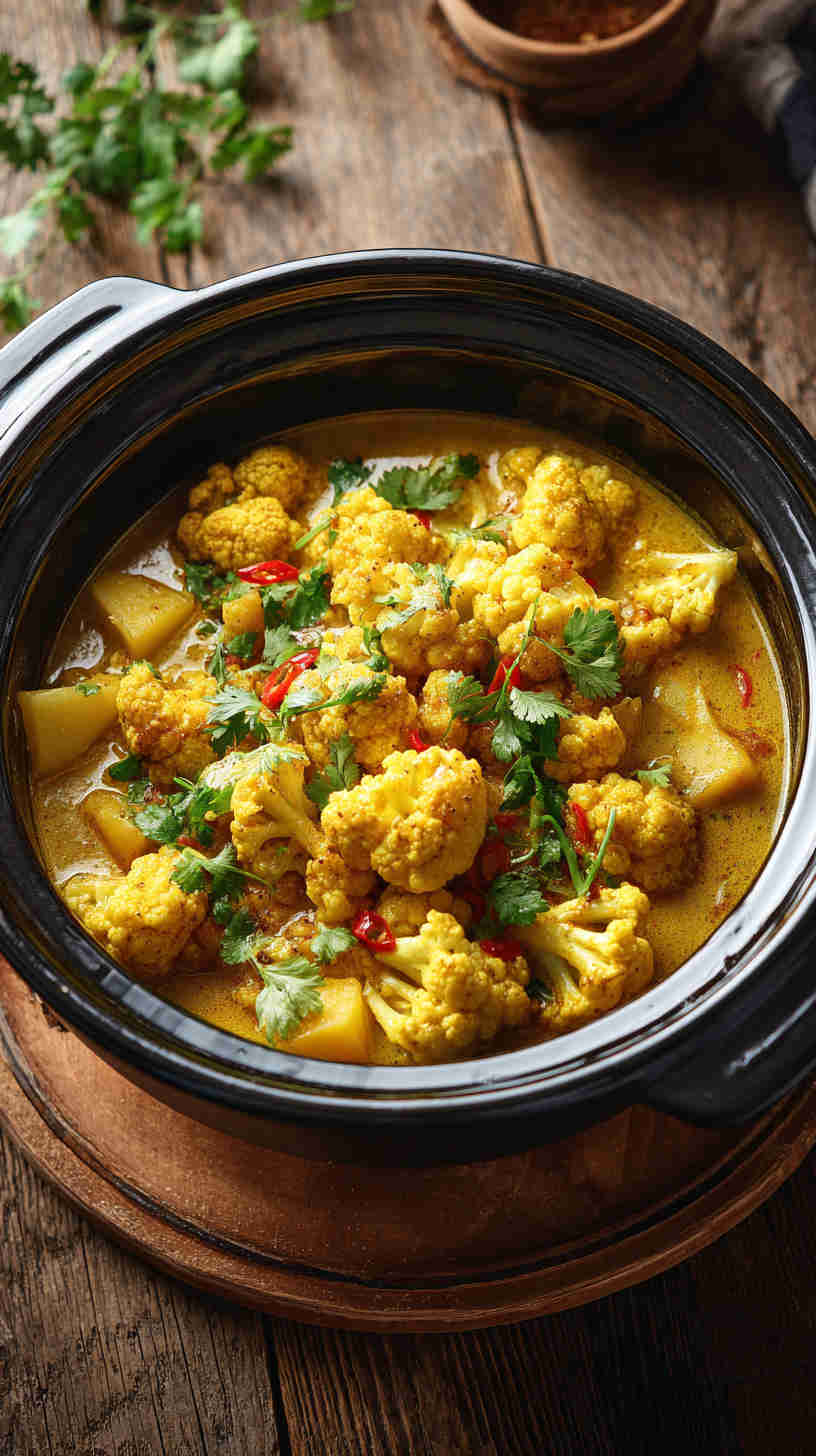 Crockpot Cauliflower Potato Curry Stew