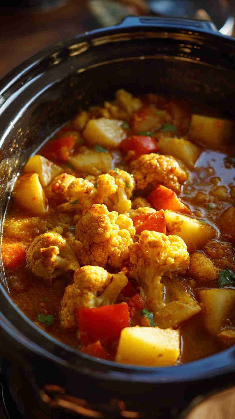 Crockpot Cauliflower Potato Curry Stew