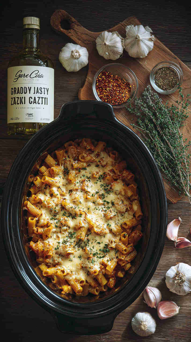 Crockpot Cheesy Baked Ziti