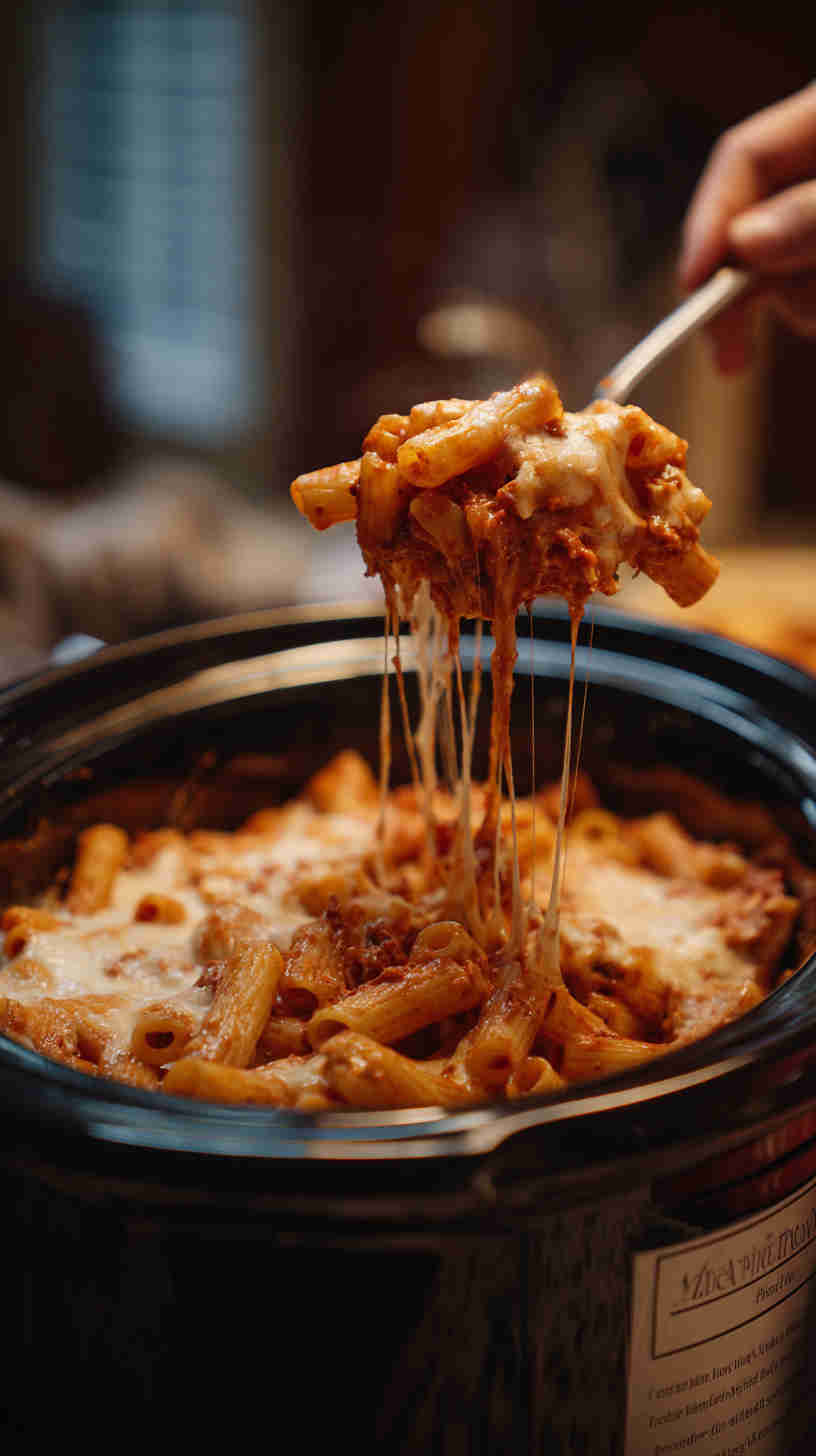 Crockpot Cheesy Baked Ziti