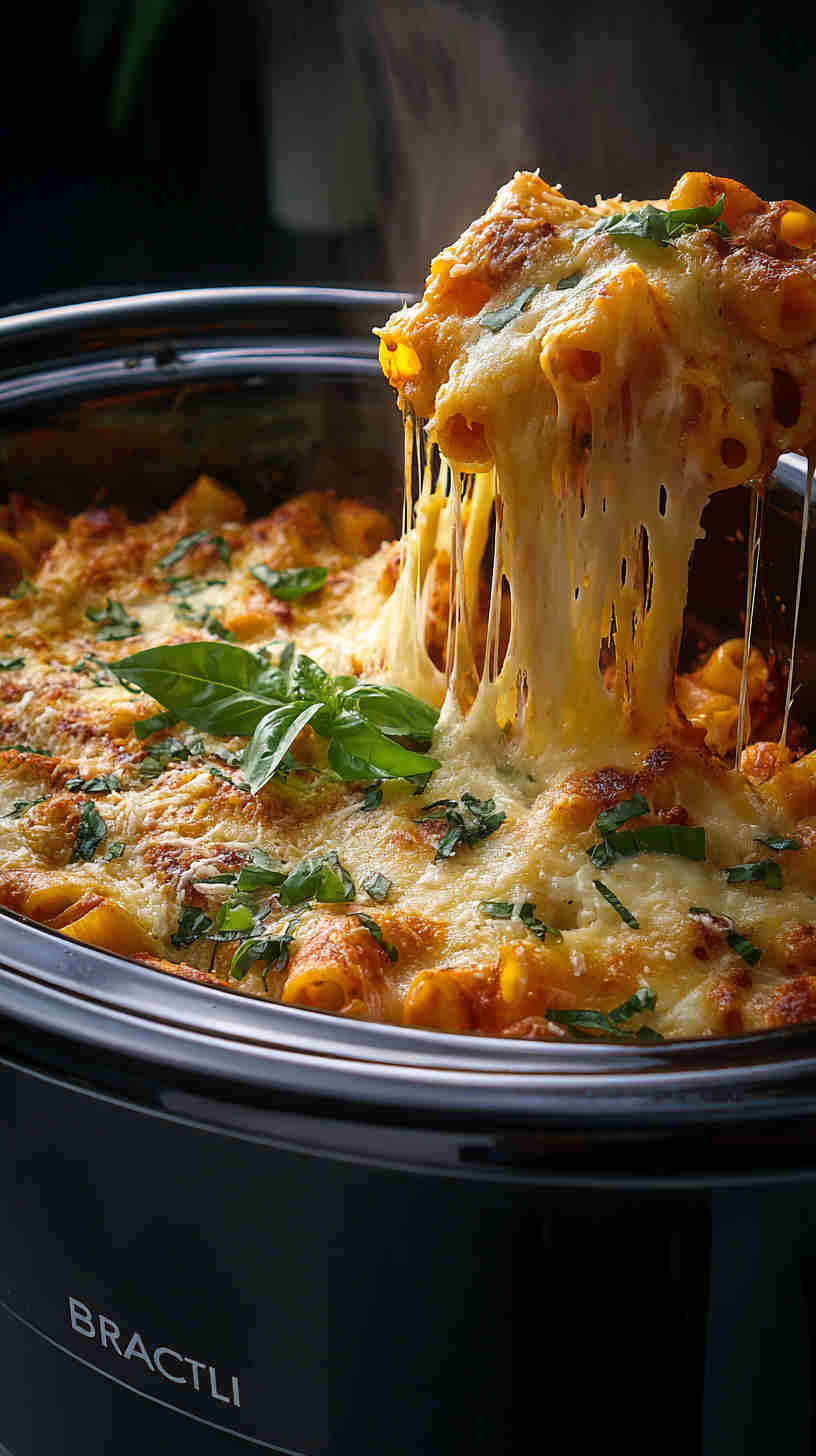 Crockpot Cheesy Baked Ziti