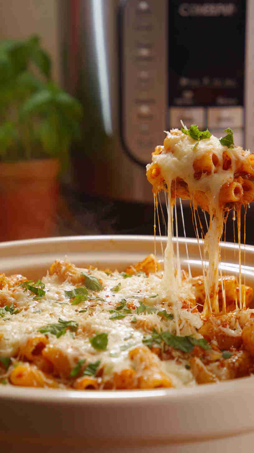 Crockpot Cheesy Baked Ziti