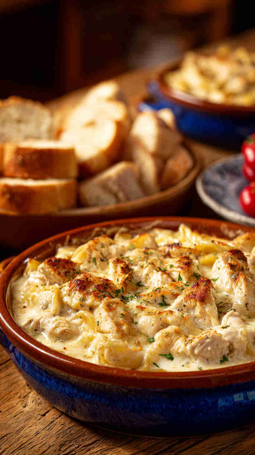 Crockpot Chicken Alfredo Bake