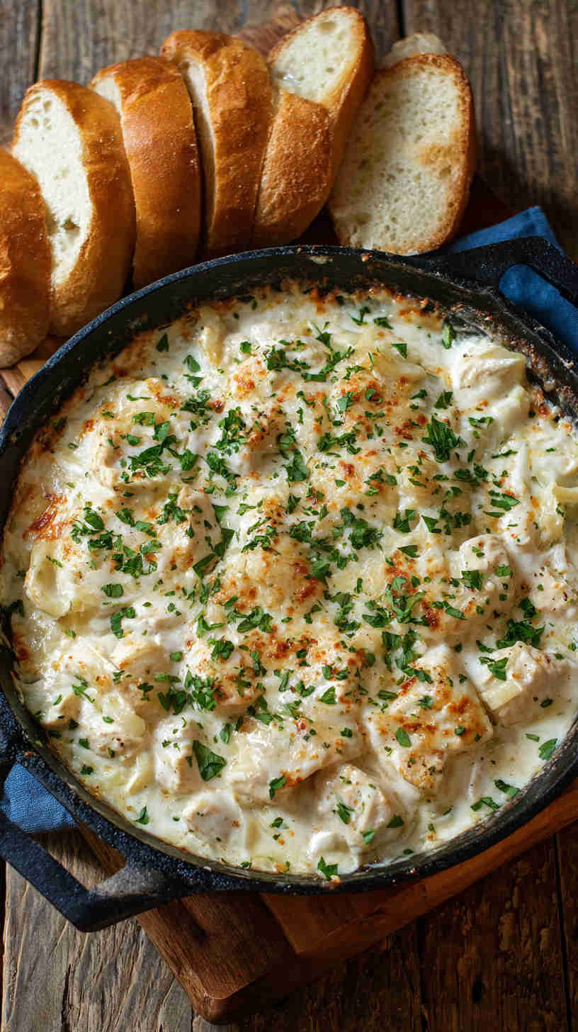 Crockpot Chicken Alfredo Bake