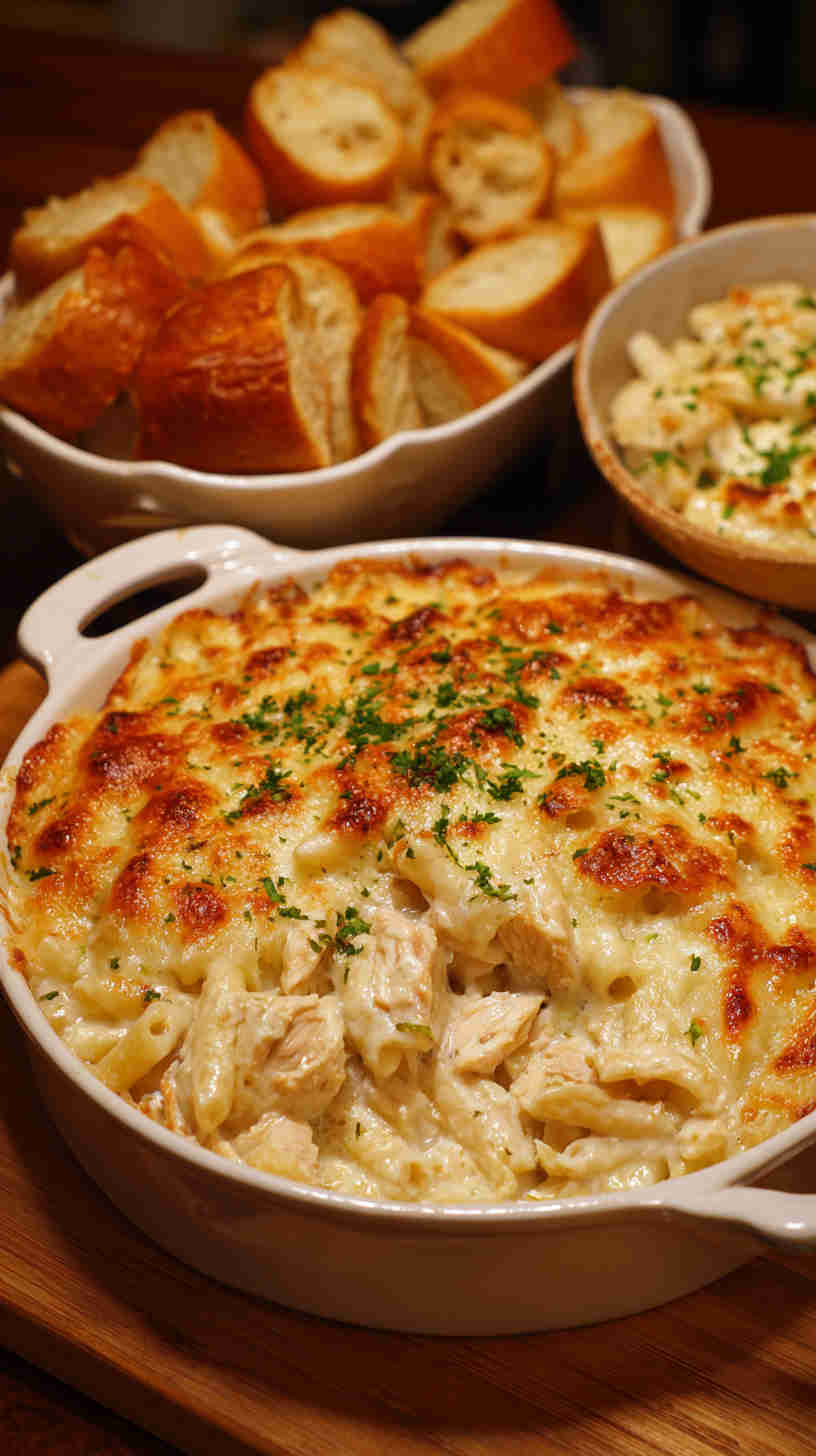 Crockpot Chicken Alfredo Bake