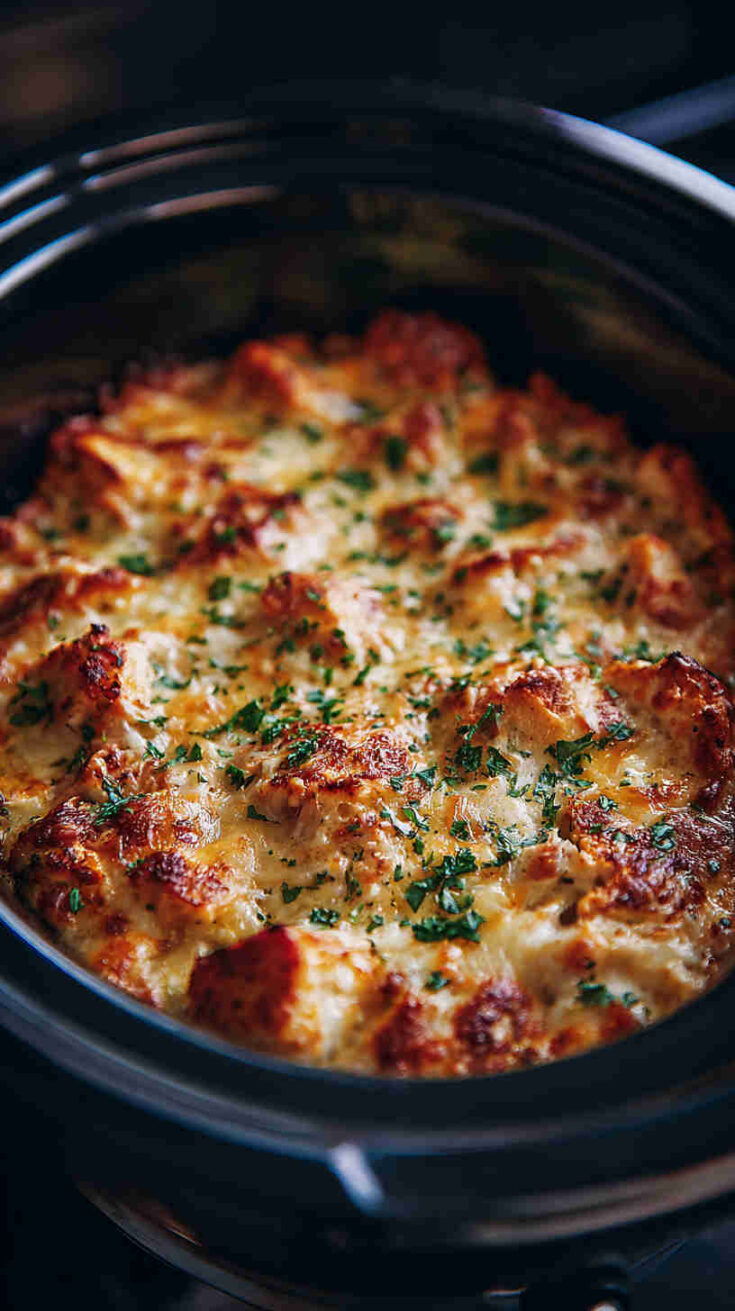 Crockpot Chicken Alfredo Bake