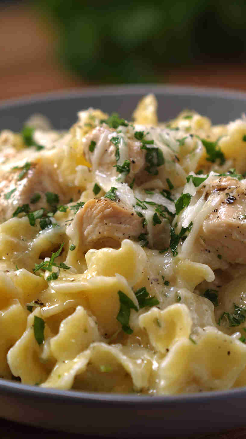 Crockpot Chicken Alfredo Bake