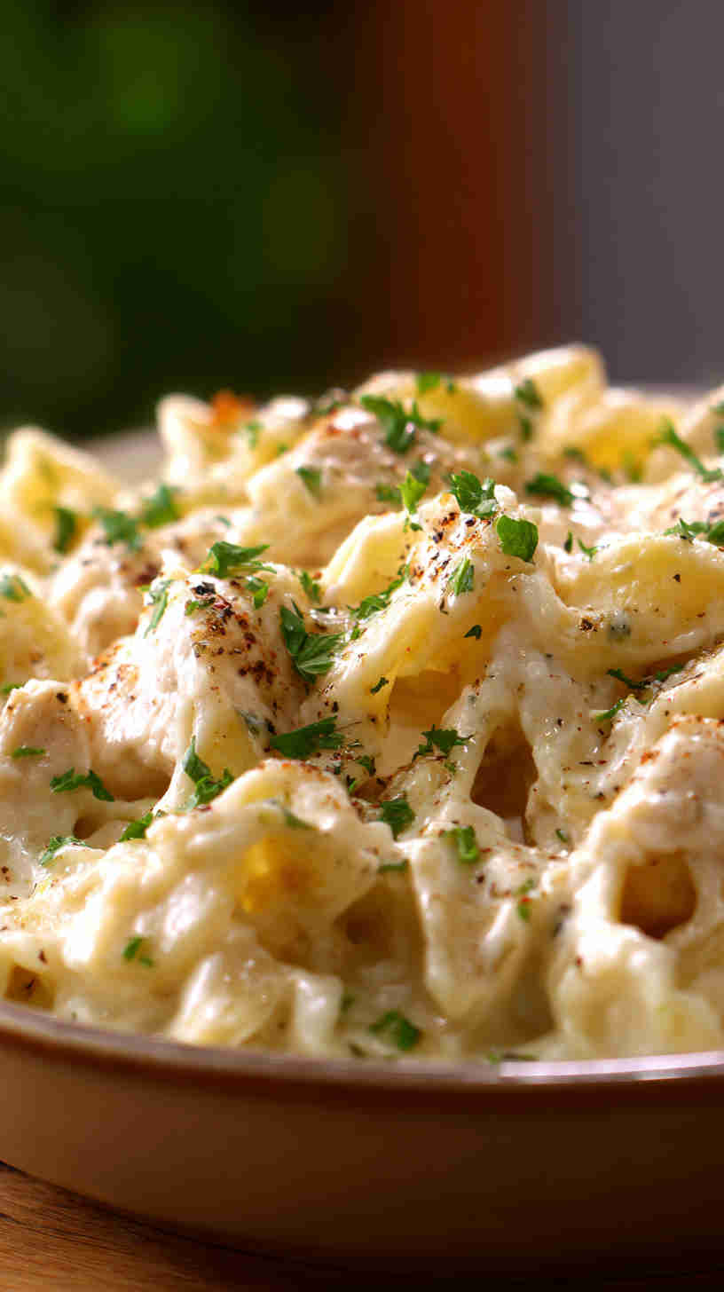 Crockpot Chicken Alfredo Bake