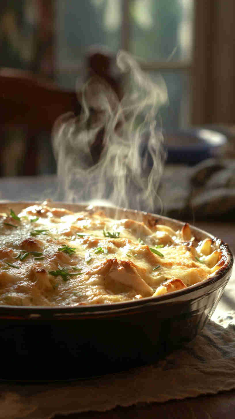 Crockpot Chicken Alfredo Bake