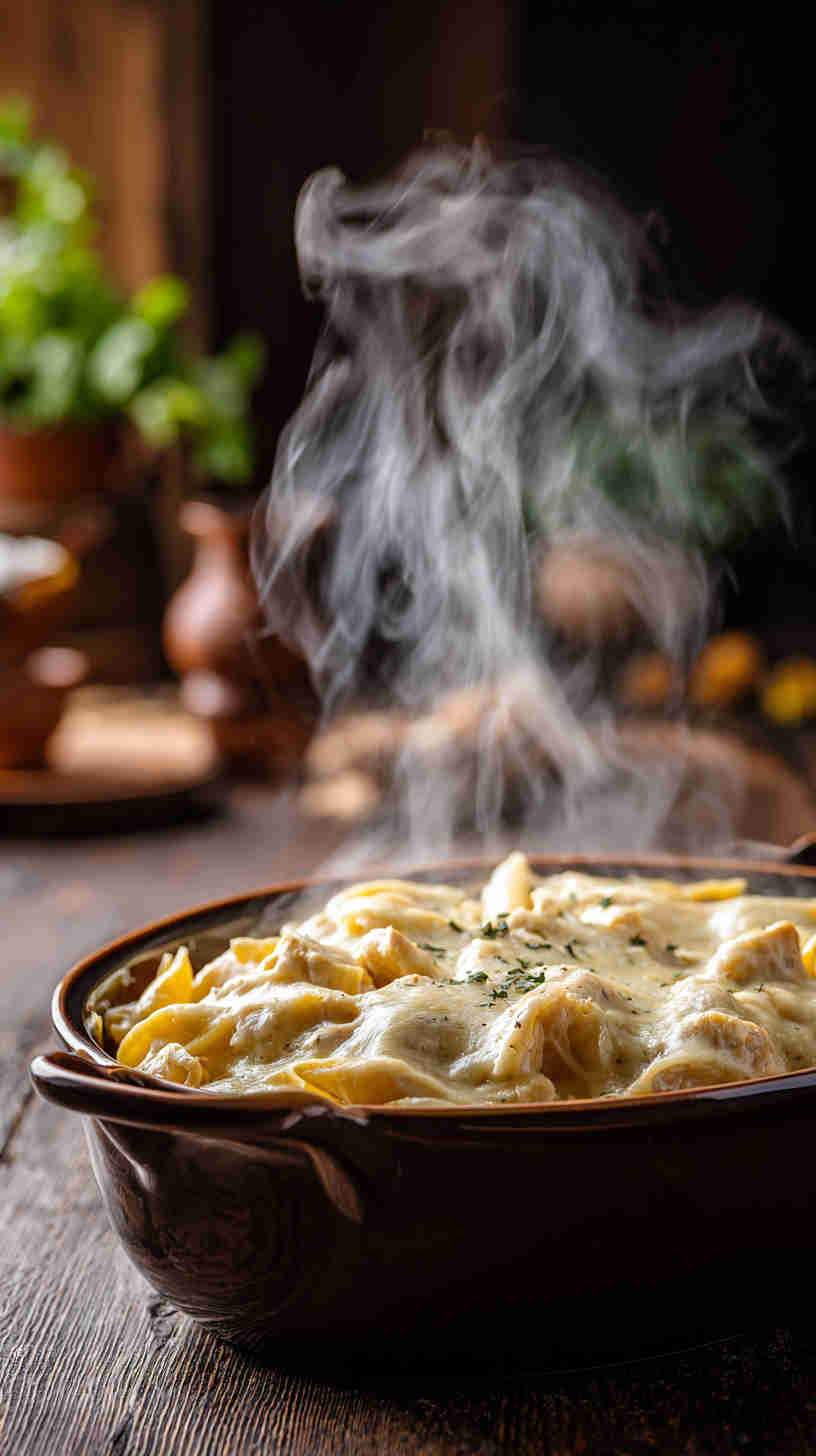 Crockpot Chicken Alfredo Bake