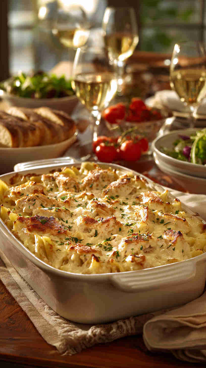 Crockpot Chicken Alfredo Bake