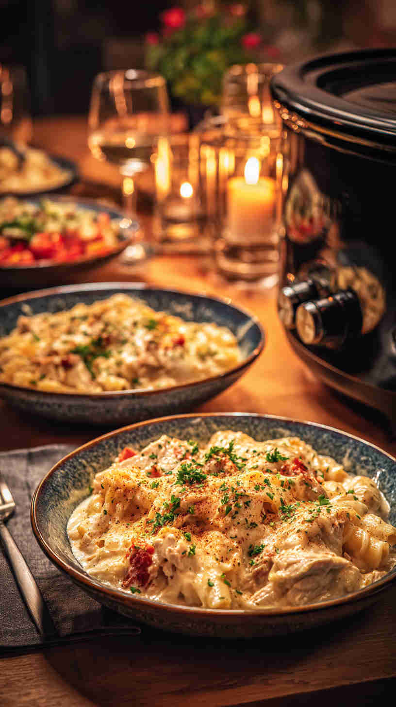 Crockpot Chicken Alfredo Bake
