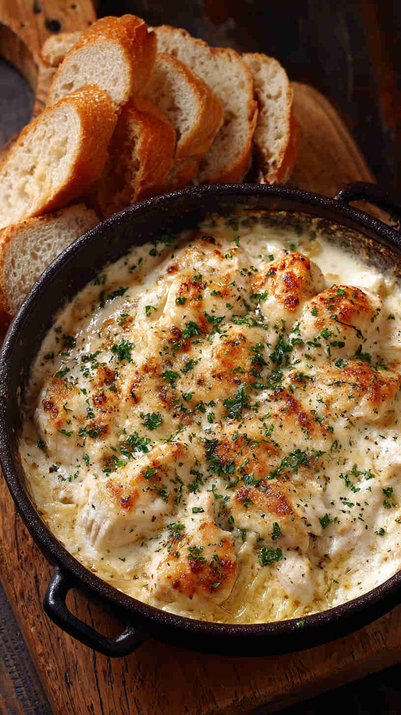 Crockpot Chicken Alfredo Bake