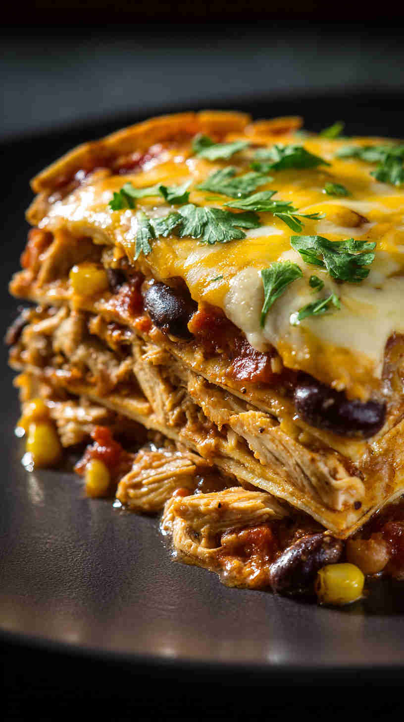 Crockpot Chicken Enchilada Casserole