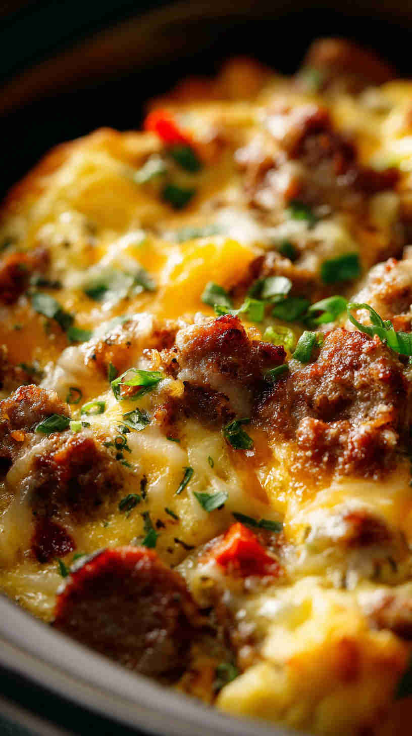 Crockpot Chorizo and Pepper Jack Breakfast Casserole