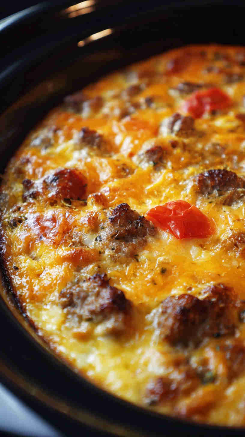 Crockpot Chorizo and Pepper Jack Breakfast Casserole