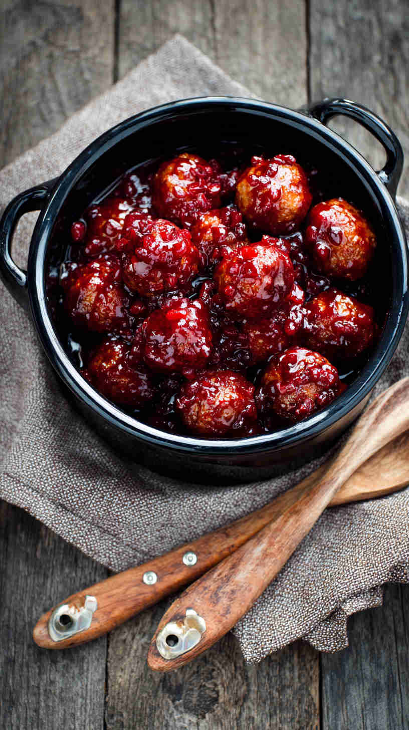 Crockpot Cranberry BBQ Meatballs