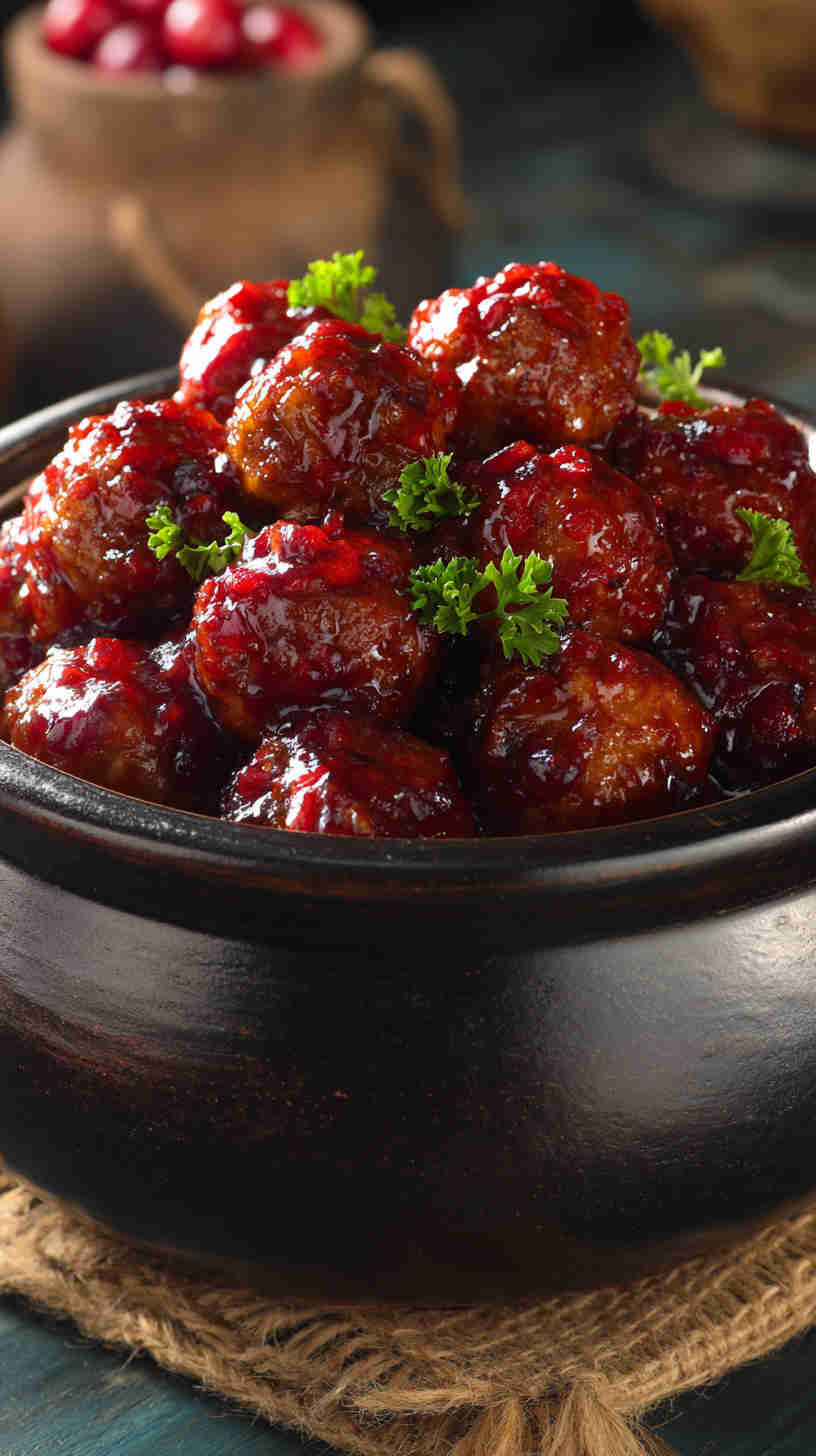 Crockpot Cranberry BBQ Meatballs