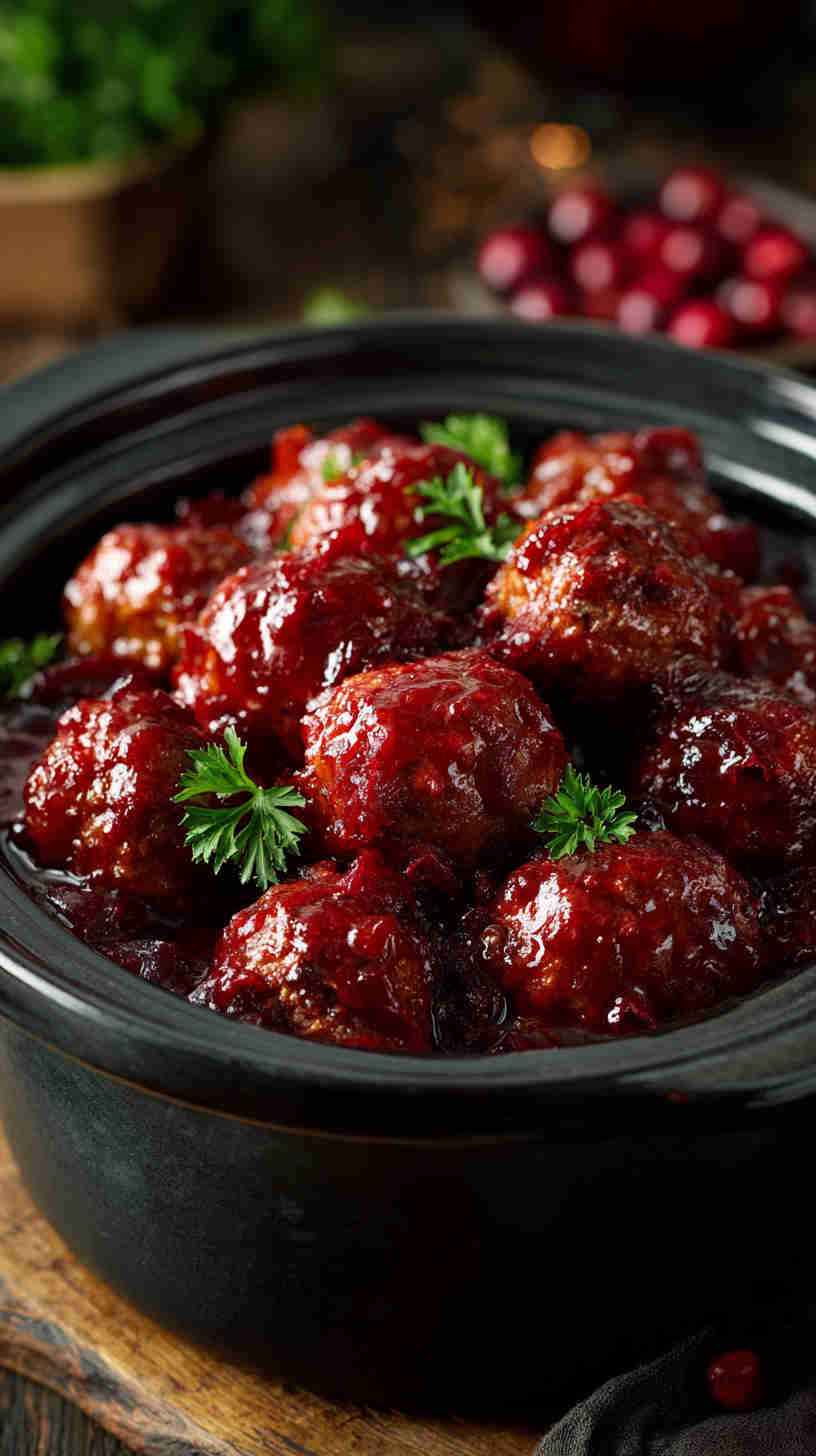 Crockpot Cranberry BBQ Meatballs