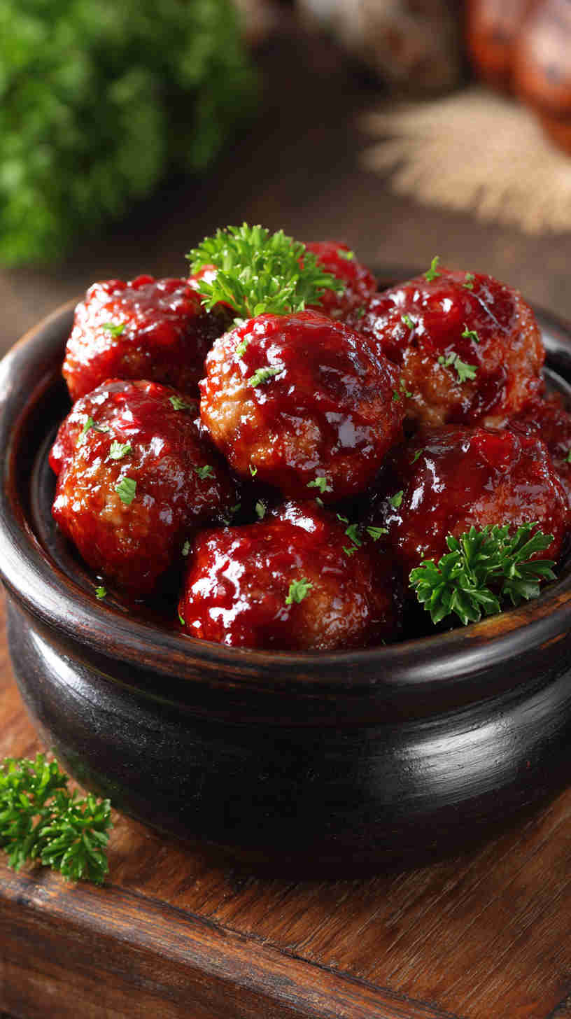 Crockpot Cranberry BBQ Meatballs