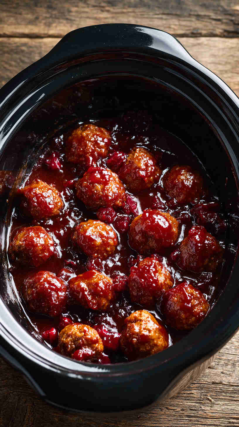 Crockpot Cranberry BBQ Meatballs
