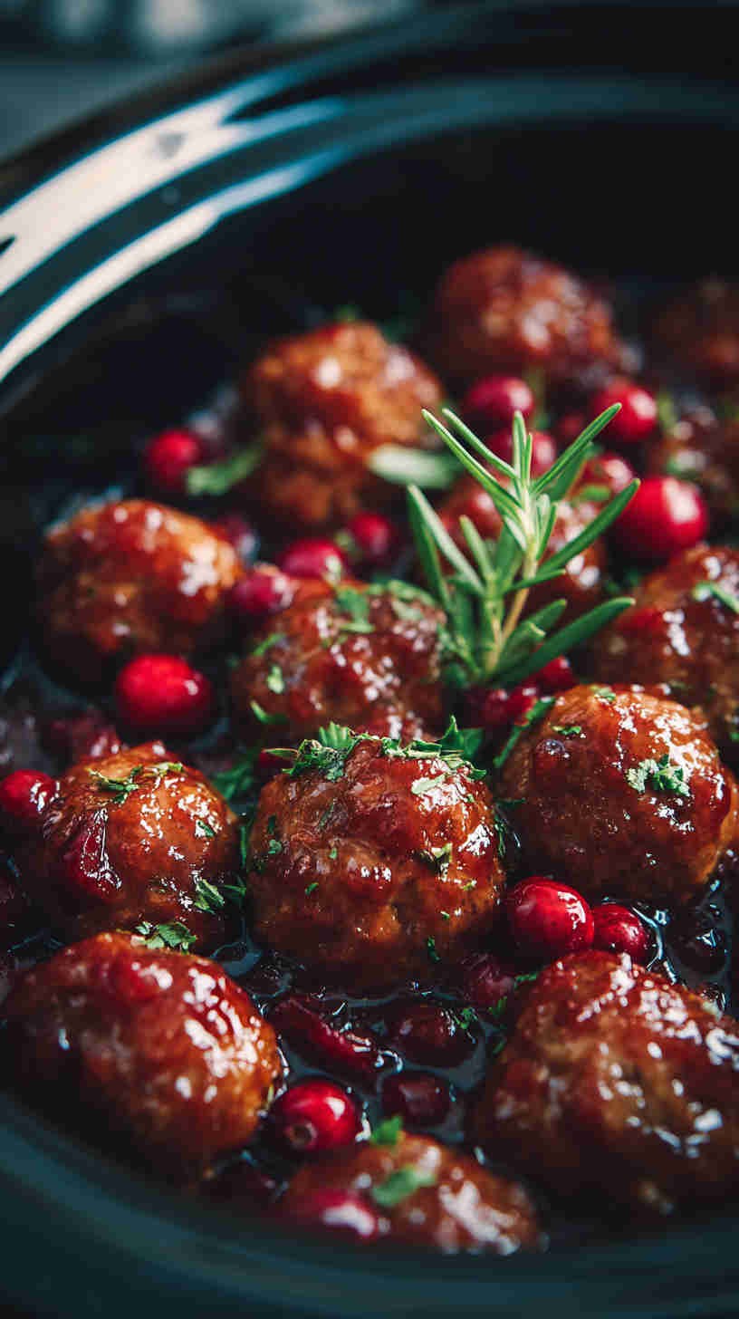 Crockpot Cranberry BBQ Meatballs