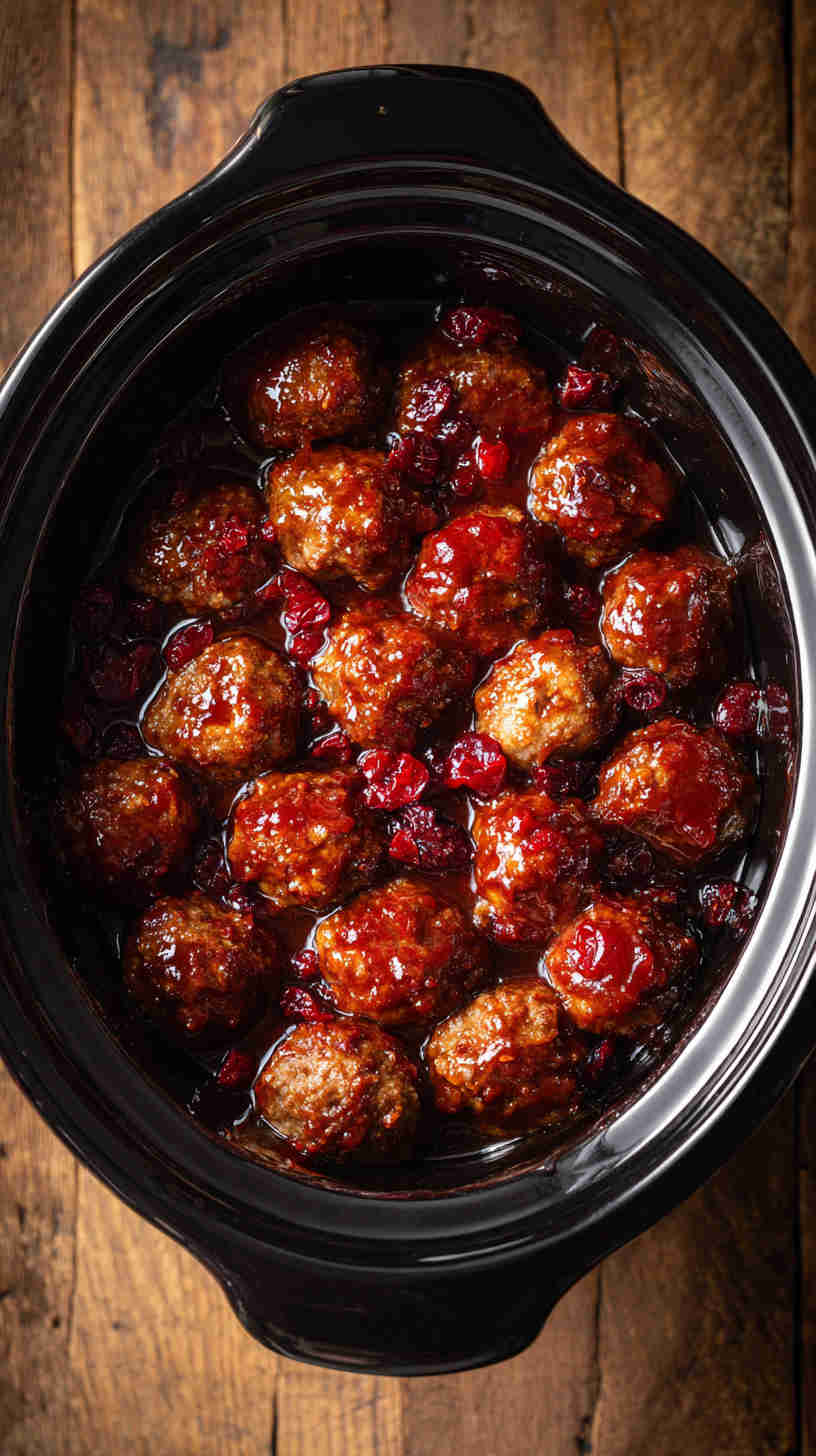 Crockpot Cranberry BBQ Meatballs